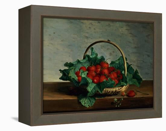 Basket of Strawberries-Johan Laurentz Jensen-Framed Premier Image Canvas