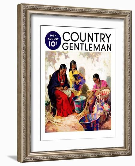 "Basket Weavers," Country Gentleman Cover, August 1, 1937-G. Kay-Framed Giclee Print