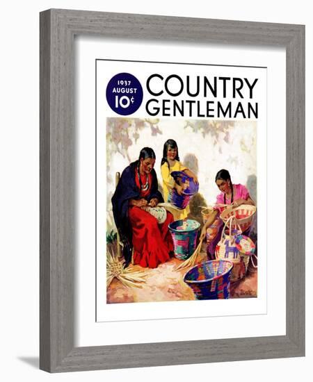 "Basket Weavers," Country Gentleman Cover, August 1, 1937-G. Kay-Framed Giclee Print