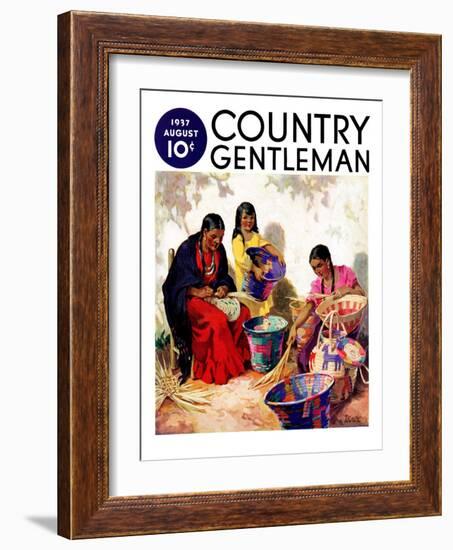 "Basket Weavers," Country Gentleman Cover, August 1, 1937-G. Kay-Framed Giclee Print