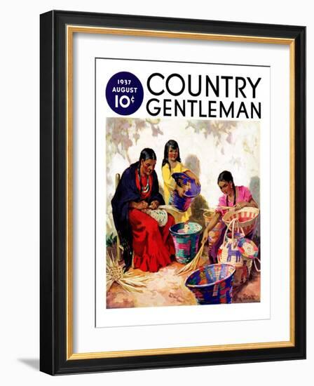 "Basket Weavers," Country Gentleman Cover, August 1, 1937-G. Kay-Framed Giclee Print