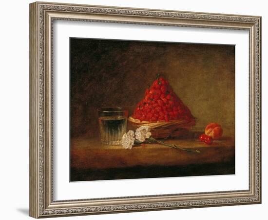 Basket with Wild Strawberries, circa 1761-Jean-Baptiste Simeon Chardin-Framed Giclee Print