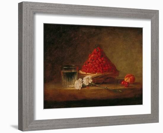 Basket with Wild Strawberries, circa 1761-Jean-Baptiste Simeon Chardin-Framed Giclee Print