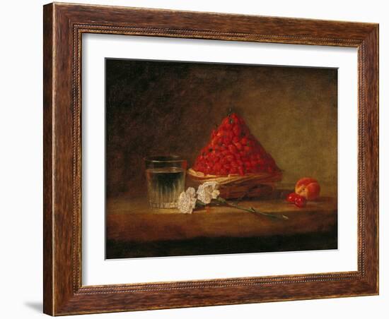 Basket with Wild Strawberries, circa 1761-Jean-Baptiste Simeon Chardin-Framed Giclee Print