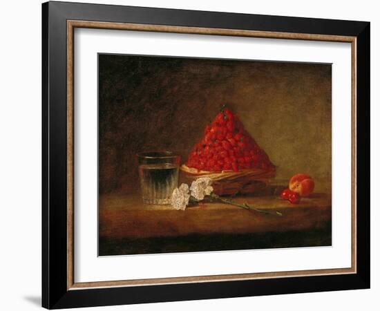 Basket with Wild Strawberries, circa 1761-Jean-Baptiste Simeon Chardin-Framed Giclee Print