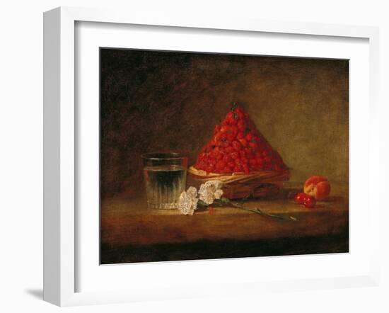 Basket with Wild Strawberries, circa 1761-Jean-Baptiste Simeon Chardin-Framed Giclee Print