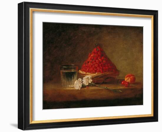 Basket with Wild Strawberries, circa 1761-Jean-Baptiste Simeon Chardin-Framed Giclee Print