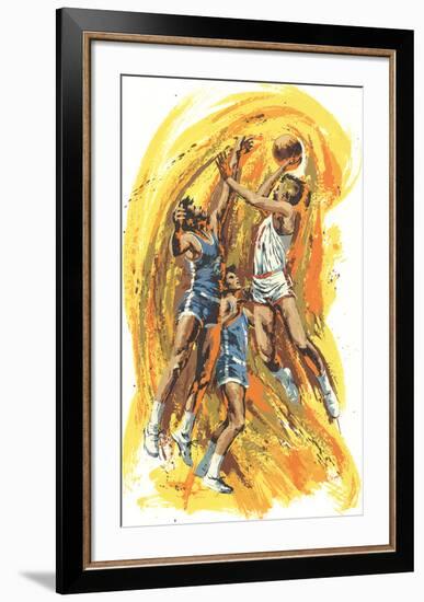 Basketball Game-Wayland Moore-Framed Serigraph