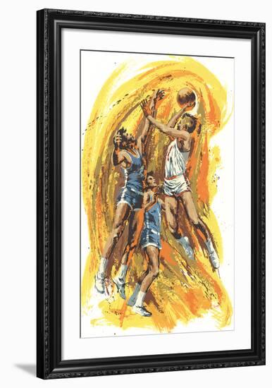 Basketball Game-Wayland Moore-Framed Serigraph