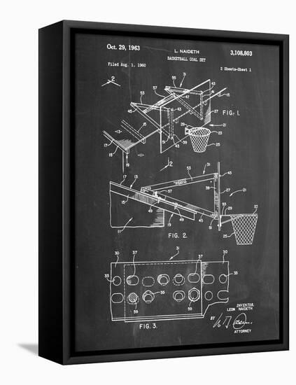Basketball Goal With Backboard Patent 1960-null-Framed Stretched Canvas