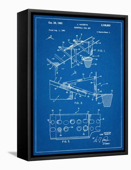 Basketball Goal With Backboard Patent 1960-null-Framed Stretched Canvas