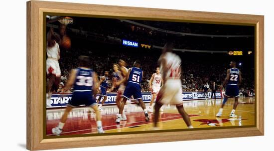 Basketball match in progress, Chicago Bulls, Chicago Stadium, Chicago, Cook County, Illinois, USA-null-Framed Premier Image Canvas