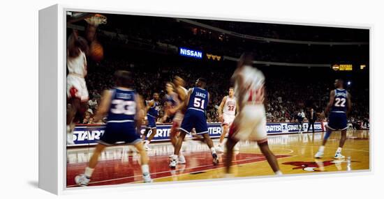 Basketball match in progress, Chicago Bulls, Chicago Stadium, Chicago, Cook County, Illinois, USA-null-Framed Premier Image Canvas