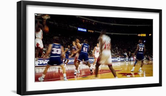 Basketball match in progress, Chicago Bulls, Chicago Stadium, Chicago, Cook County, Illinois, USA-null-Framed Photographic Print