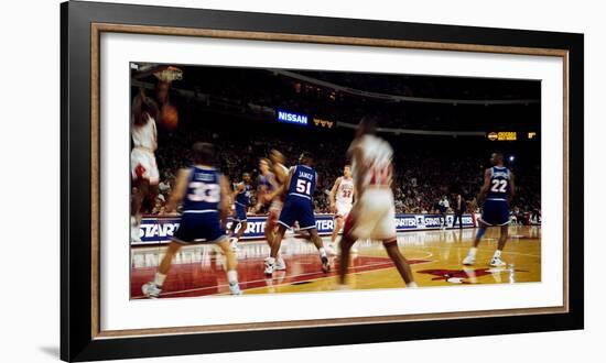 Basketball match in progress, Chicago Bulls, Chicago Stadium, Chicago, Cook County, Illinois, USA-null-Framed Photographic Print