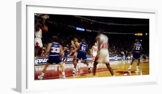Basketball match in progress, Chicago Bulls, Chicago Stadium, Chicago, Cook County, Illinois, USA-null-Framed Photographic Print