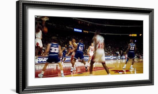 Basketball match in progress, Chicago Bulls, Chicago Stadium, Chicago, Cook County, Illinois, USA-null-Framed Photographic Print