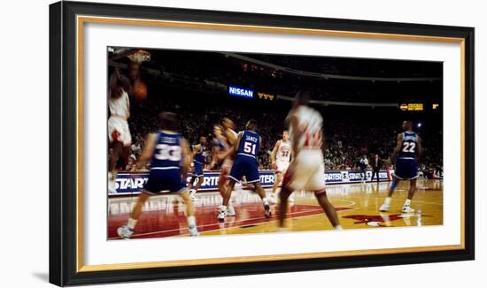 Basketball match in progress, Chicago Bulls, Chicago Stadium, Chicago, Cook County, Illinois, USA-null-Framed Photographic Print