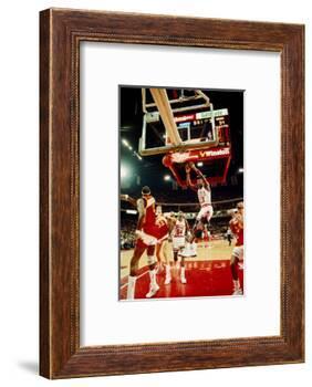 Basketball match in progress, Michael Jordan, Chicago Bulls, United Center, Chicago, Cook County...-null-Framed Photographic Print