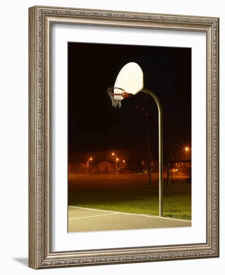 Basketball Net and Court-null-Framed Photographic Print