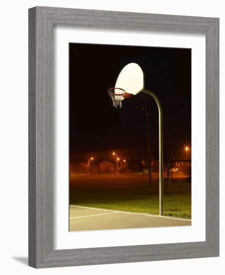 Basketball Net and Court-null-Framed Photographic Print