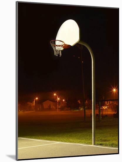 Basketball Net and Court-null-Mounted Photographic Print