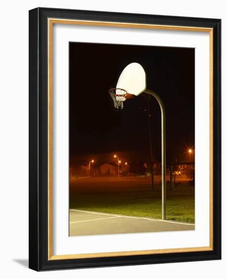 Basketball Net and Court-null-Framed Photographic Print