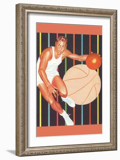 Basketball Player Dribbling-null-Framed Art Print