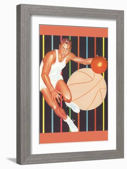 Basketball Player Dribbling-null-Framed Art Print