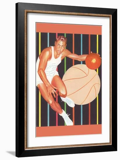 Basketball Player Dribbling-null-Framed Art Print