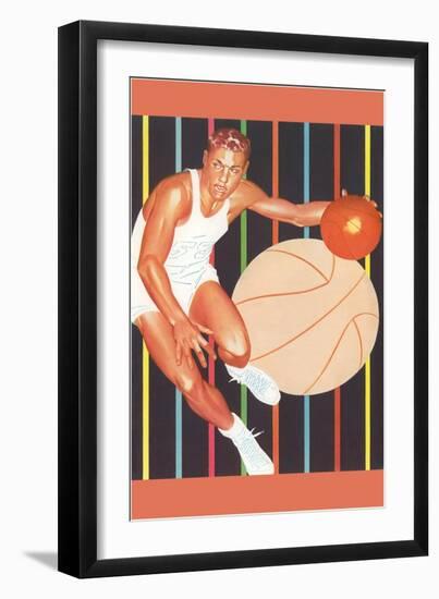 Basketball Player Dribbling-null-Framed Art Print