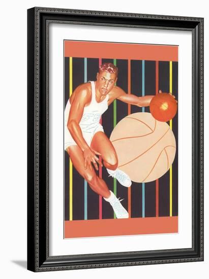 Basketball Player Dribbling-null-Framed Art Print