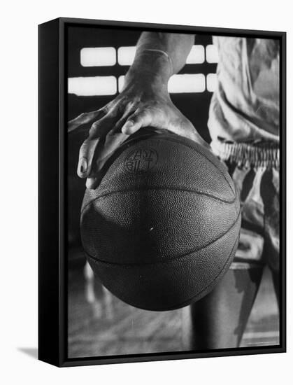 Basketball Player Wilt Chamberlain Holding a Basketball-Frank Scherschel-Framed Premier Image Canvas