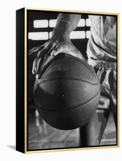 Basketball Player Wilt Chamberlain Holding a Basketball-Frank Scherschel-Framed Premier Image Canvas