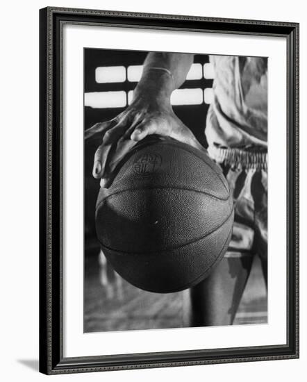 Basketball Player Wilt Chamberlain Holding a Basketball-Frank Scherschel-Framed Premium Photographic Print