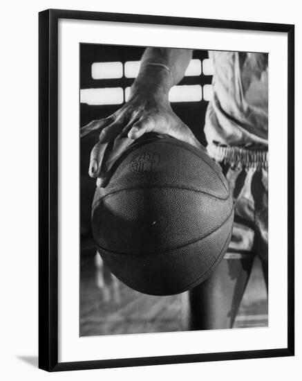 Basketball Player Wilt Chamberlain Holding a Basketball-Frank Scherschel-Framed Premium Photographic Print