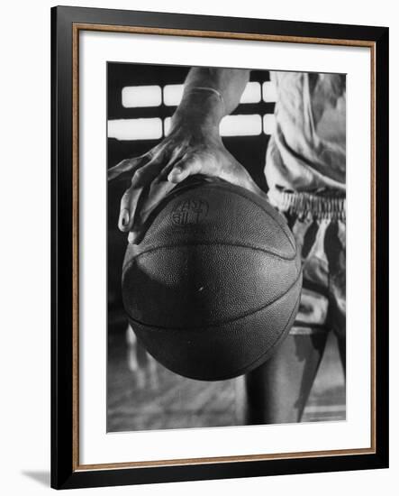 Basketball Player Wilt Chamberlain Holding a Basketball-Frank Scherschel-Framed Premium Photographic Print