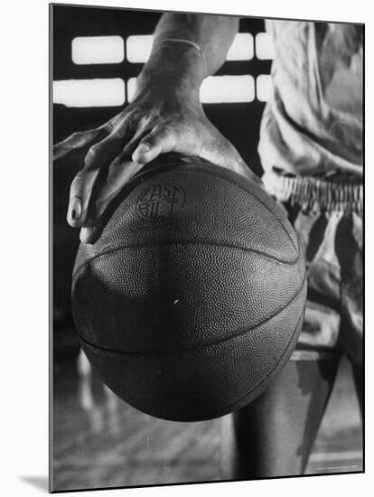 Basketball Player Wilt Chamberlain Holding a Basketball-Frank Scherschel-Mounted Premium Photographic Print