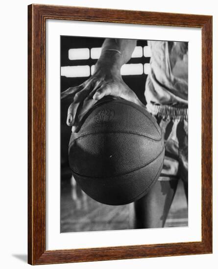 Basketball Player Wilt Chamberlain Holding a Basketball-Frank Scherschel-Framed Premium Photographic Print