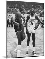 Basketball Players Bill Russell and Wilt Chamberlain During Game-null-Mounted Premium Photographic Print