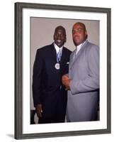 Basketball Players Michael Jordan and Charles Barkley at Great Sports Legend Dinner-Sylvain Gaboury-Framed Premium Photographic Print