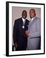 Basketball Players Michael Jordan and Charles Barkley at Great Sports Legend Dinner-Sylvain Gaboury-Framed Premium Photographic Print