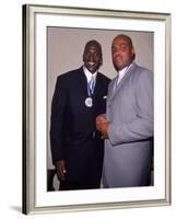 Basketball Players Michael Jordan and Charles Barkley at Great Sports Legend Dinner-Sylvain Gaboury-Framed Premium Photographic Print