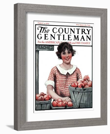 "Baskets of Peaches," Country Gentleman Cover, August 4, 1923-Katherine R. Wireman-Framed Giclee Print