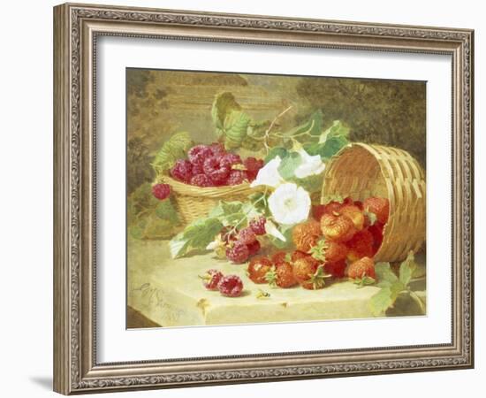 Baskets of Strawberries, Raspberries and Convolvulus-Eloise Harriet Stannard-Framed Giclee Print