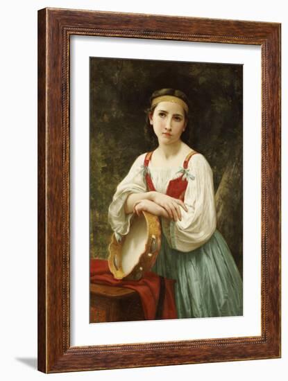 Basque Gipsy Girl with Tambourine-William Adolphe Bouguereau-Framed Giclee Print