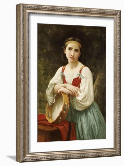 Basque Gipsy Girl with Tambourine-William Adolphe Bouguereau-Framed Giclee Print