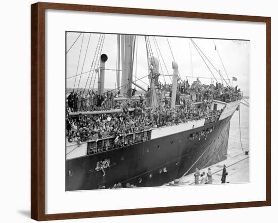 Basque Refugee Children from Bilbao Crowd the Deck of the Barcelona Liner Habana-null-Framed Photographic Print