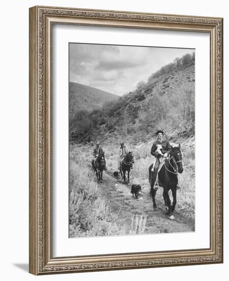 Basque Shepherder Bertrand Borda Carring a Stray Lamb Back to the Herd-Carl Mydans-Framed Photographic Print