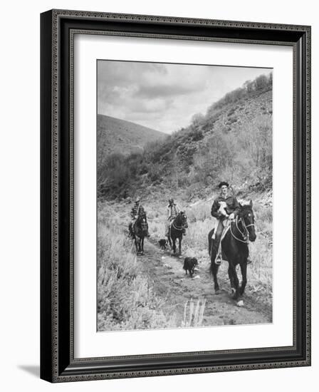 Basque Shepherder Bertrand Borda Carring a Stray Lamb Back to the Herd-Carl Mydans-Framed Photographic Print